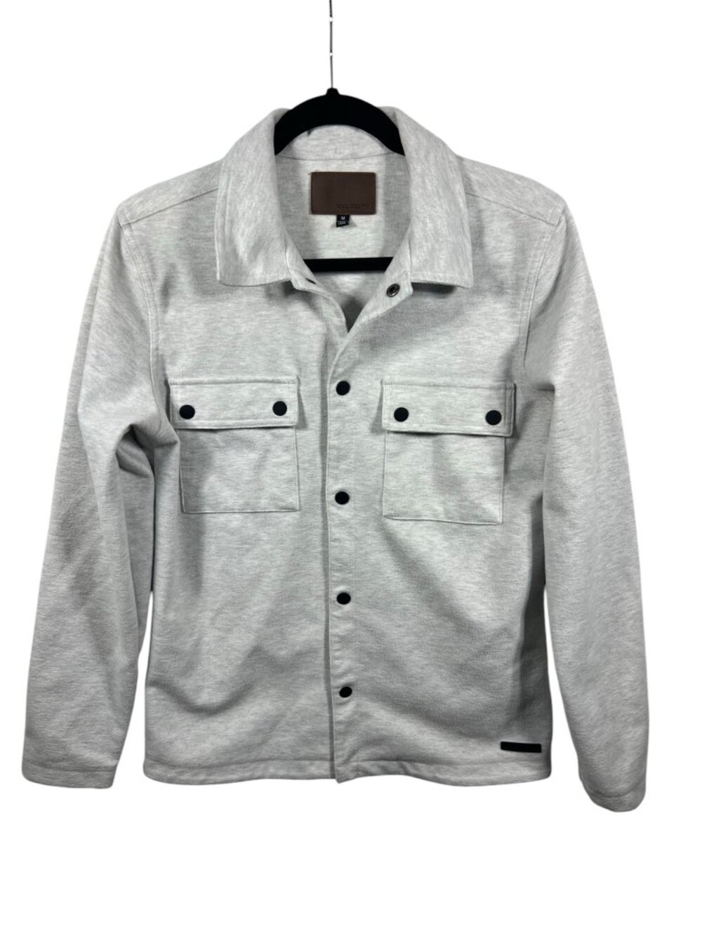 Civil Society Jacket Mens Medium Shacket Snap Front Cotton Blend Knit Grey